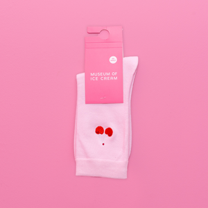 LIGHT PINK CHERRY ADULT SOCKS